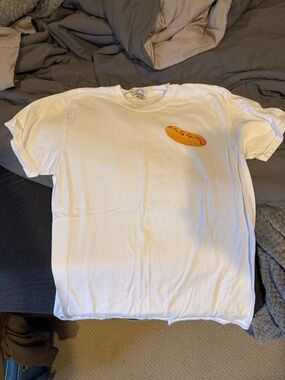 Comfort Colors White Short-Sleeve Tee with Small Orange Hotdog Graphic